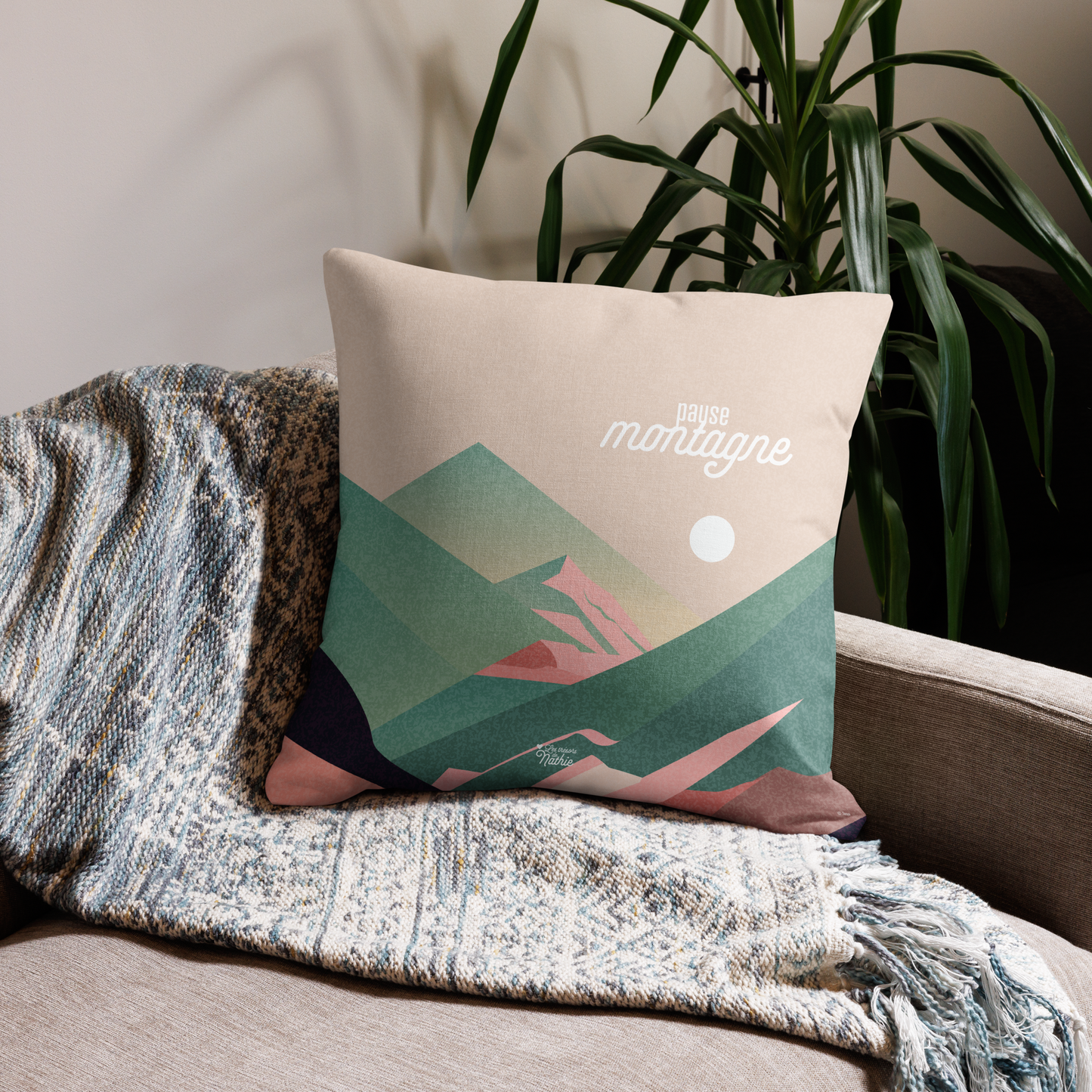 "Pause montagne" - Coussin 56x56 cm