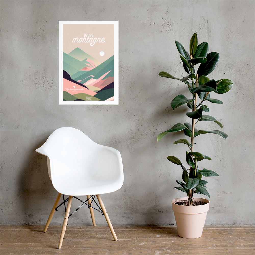 "Pause montagne" - Affiche 50x70 cm avec bords blancs